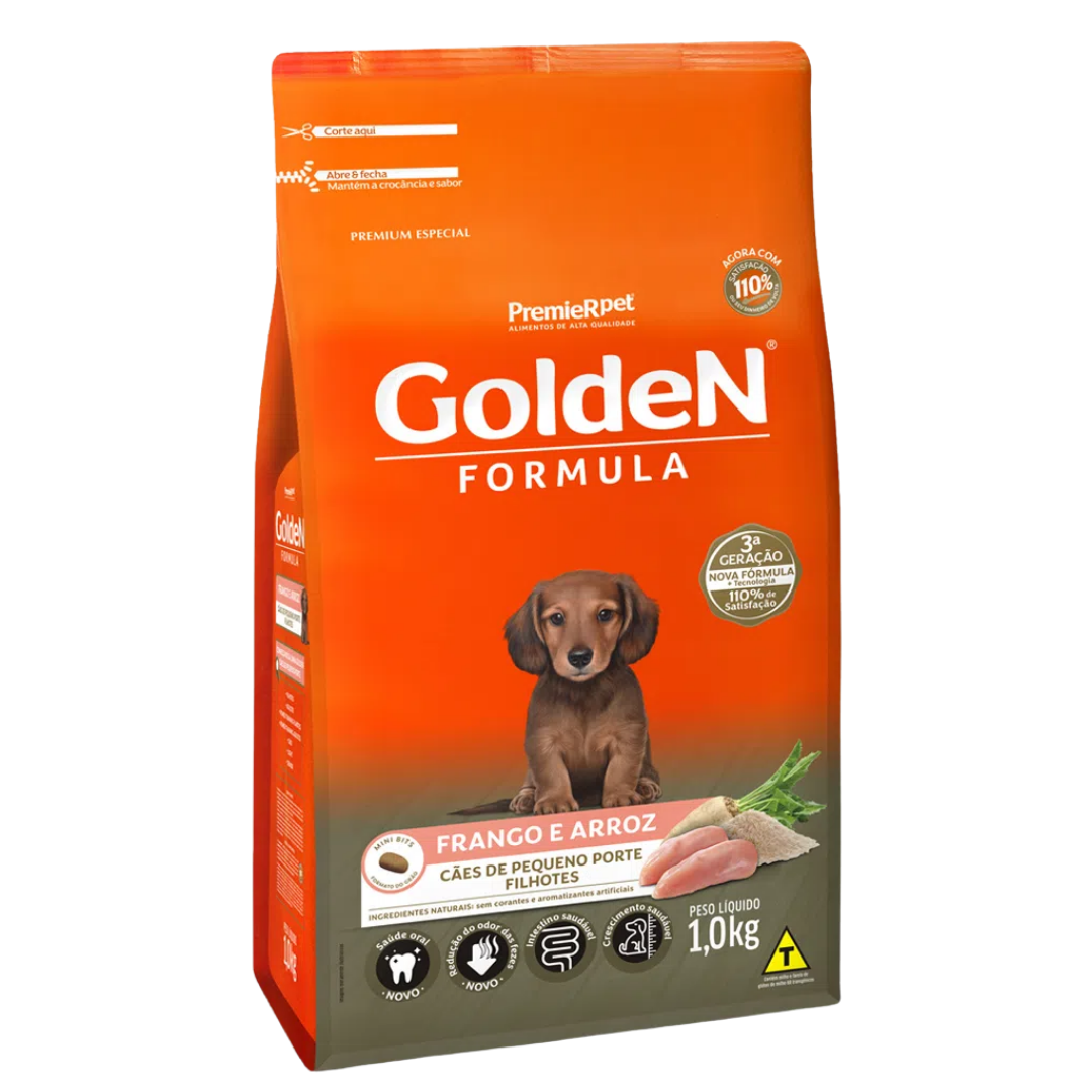 Golden Fórmula Cães de Porte Pequeno Filhotes Frango e Arroz - 1,0 Kg