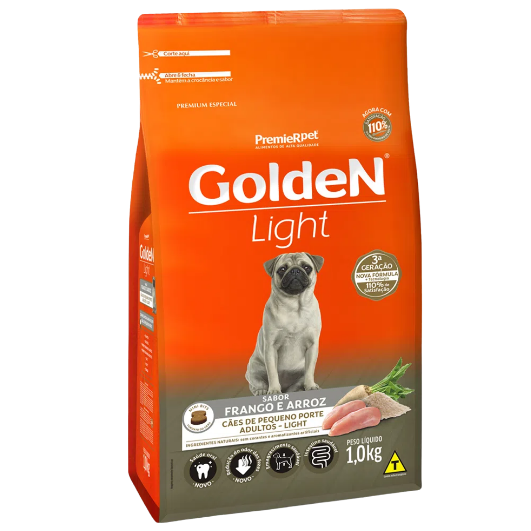 Golden Light Cães de Porte Pequeno Adultos Frango e Arroz - 1,0 Kg