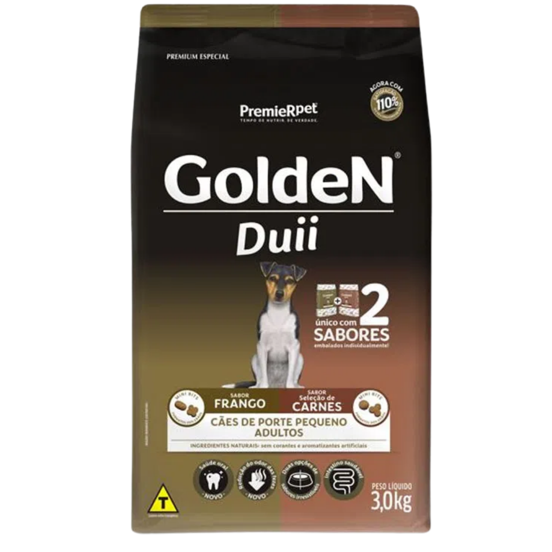 Golden Duii Cães de Porte Pequeno Adultos Frango/Carne - 3,0 Kg